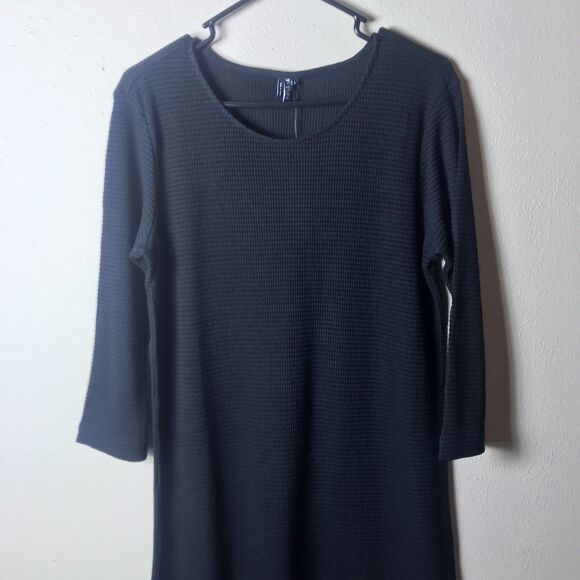 ST. STUDIO Women's Black  Straight  Jersey Ribbed 3/4 Sleeves Dress Size L - Picture 5 of 10